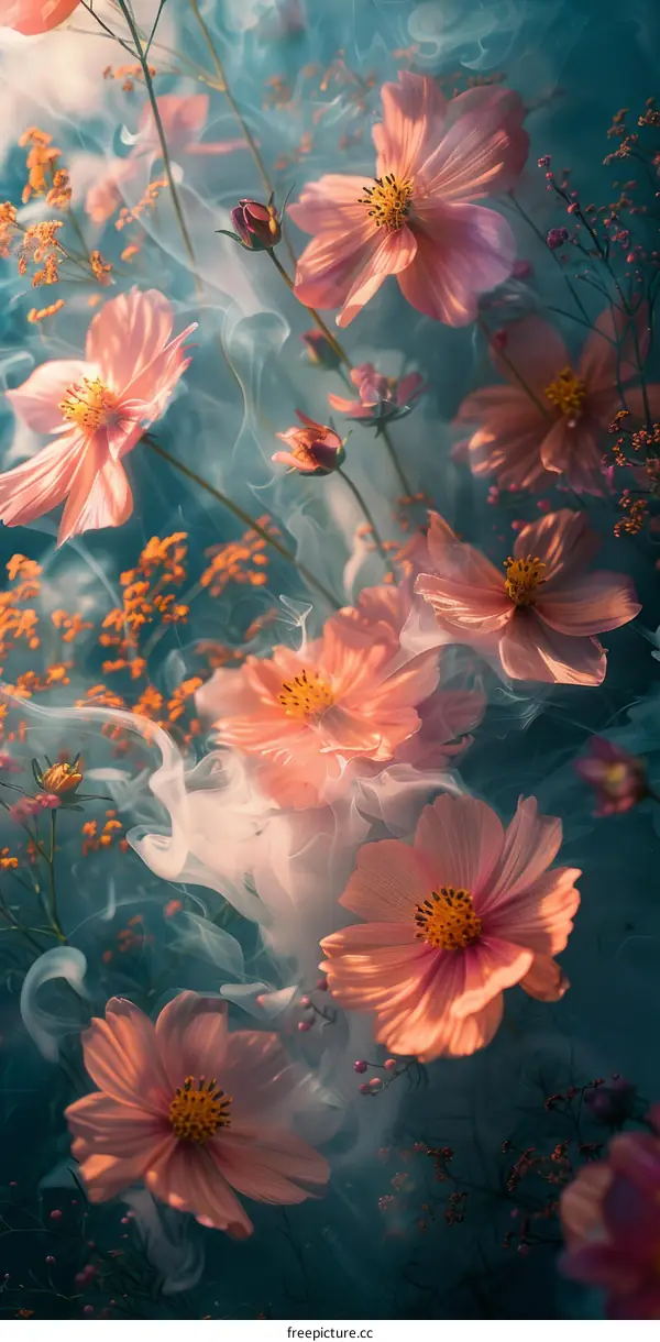 Ethereal Flowers in a Mesmerizing Mist