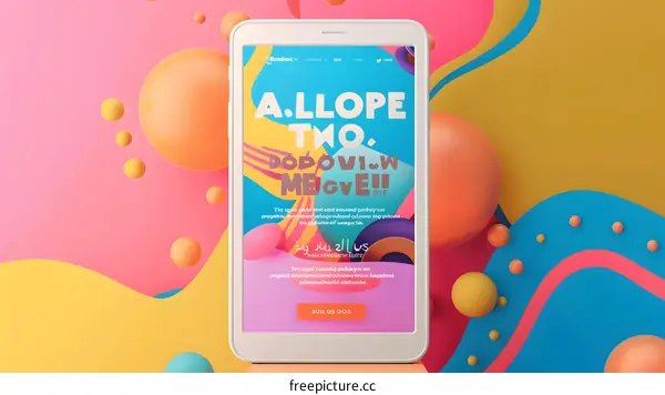 Colorful 3D Background with Phone Mockup