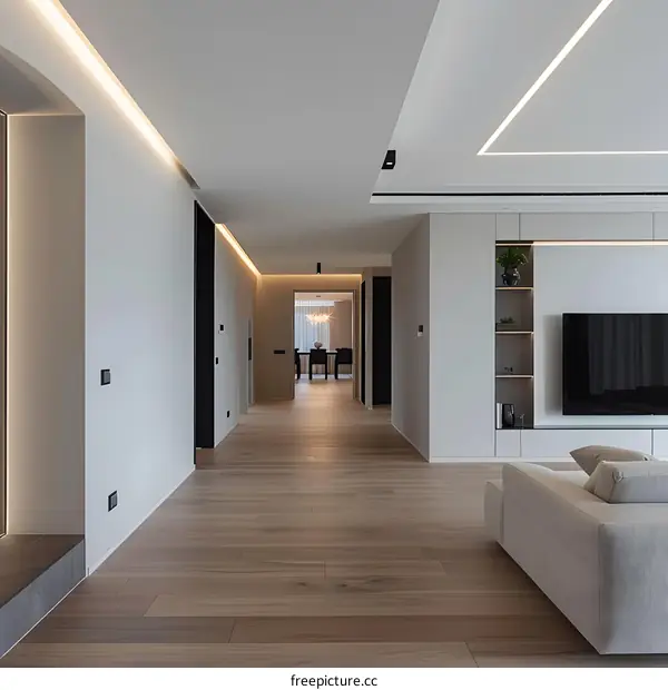 Modern Living Room Interior Design With Hardwood Floors And Minimalist Decor