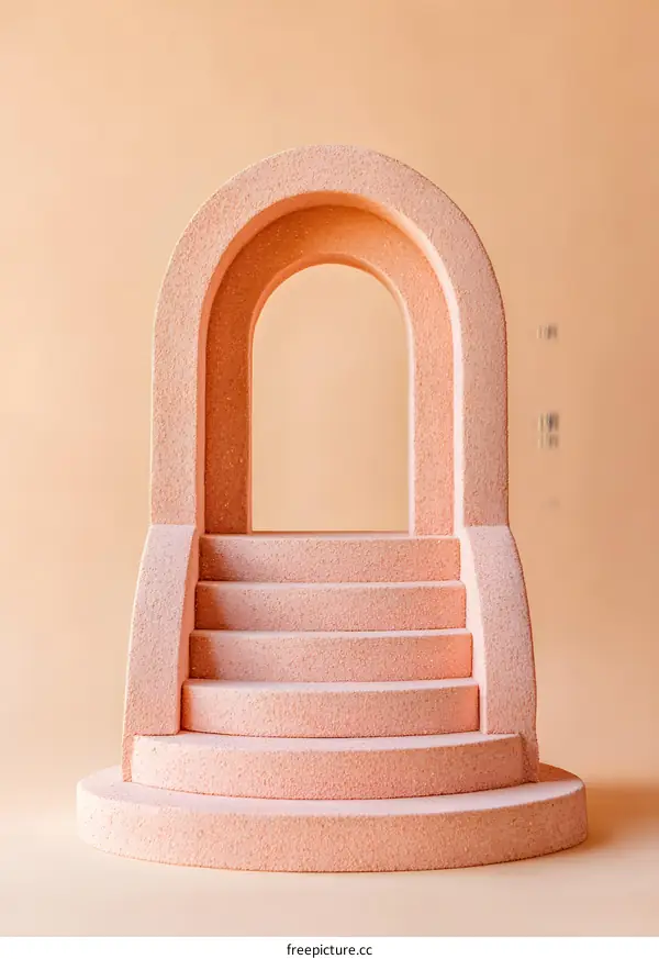Pink Arch with Steps Abstract Minimalist Background