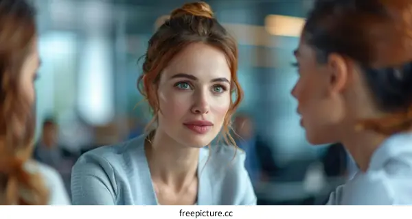 Three businesswomen having a meeting in an office