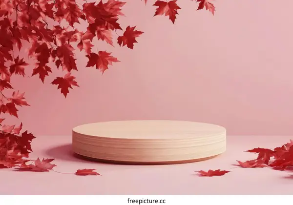 Autumnal Display Podium with Maple Leaves