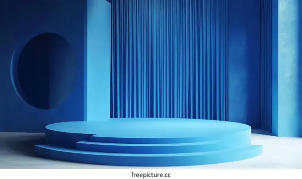 Abstract Blue Geometric Display Stage