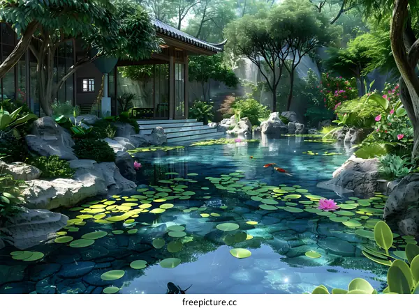 A house in the middle of a pond