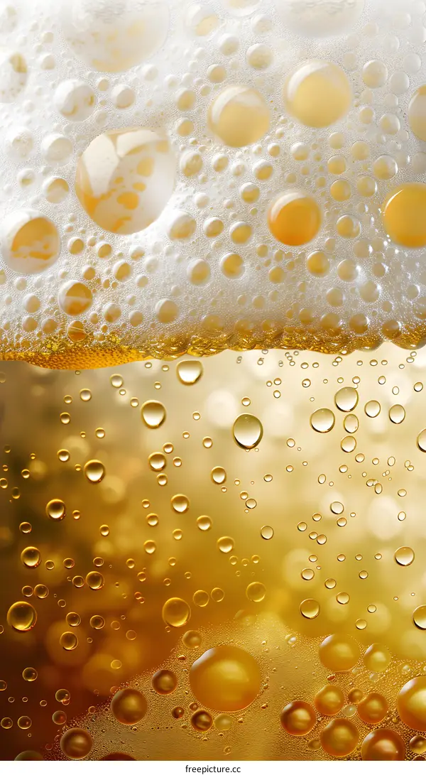 Close Up of Beer Foam and Bubbles
