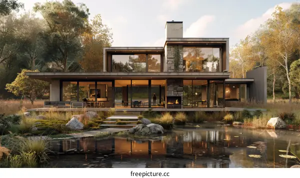 Modern House Exterior With Large Windows and a Pool