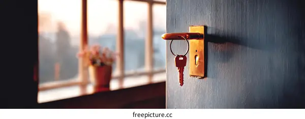 Keys in a Doorway with Window View