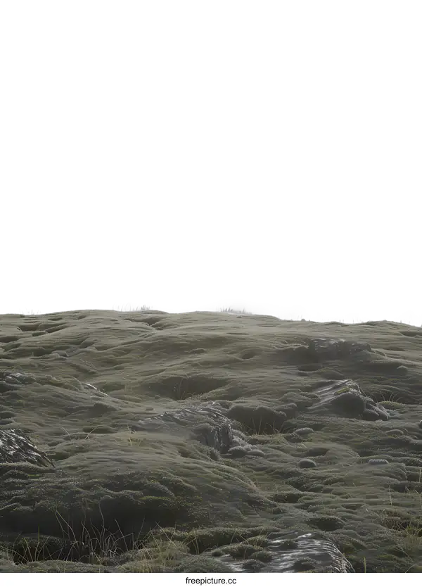 [Transparent Background PNG]Green Moss Covered Hills in Iceland