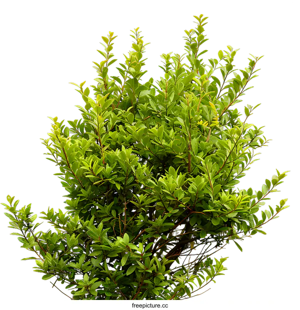 [Transparent Background PNG]Green Bush with Lush Foliage Isolated on White Background