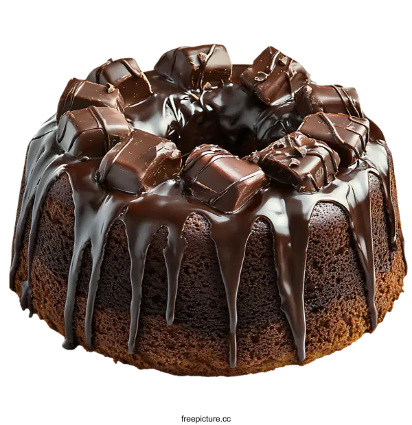 [Transparent Background PNG]Delicious Chocolate Cake with Drizzled Chocolate