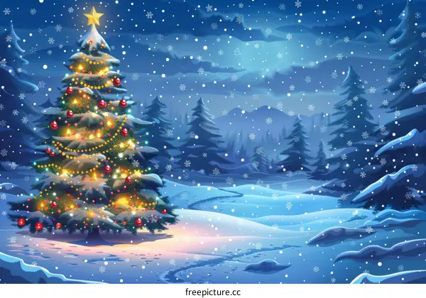 Cozy Christmas Cabin in Snowy Forest