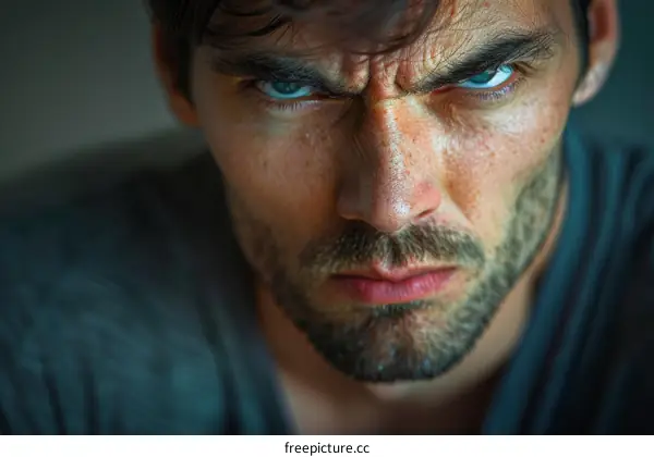 Closeup Portrait of a Serious Man