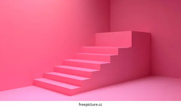 Pink Abstract Room with Stairs
