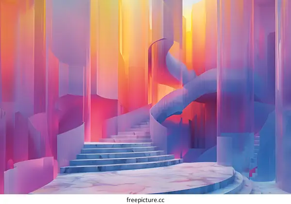 Abstract Staircase in a Dreamlike Setting