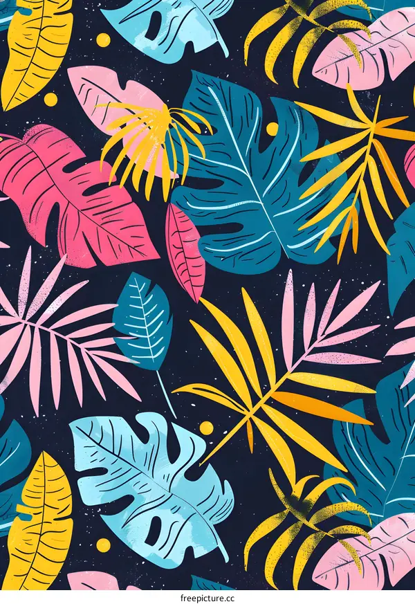 Tropical Leaves Seamless Pattern Illustration