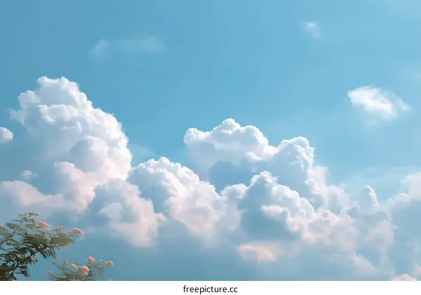 Fluffy Clouds against a Pastel Sky