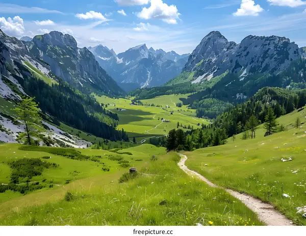 mountain valley with a path