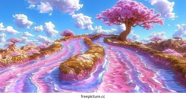 Enchanted Pink Dream World Landscape