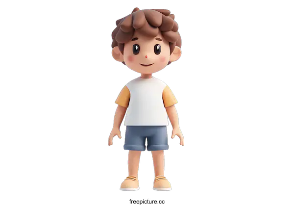 [Transparent Background PNG]3D rendering of a cute cartoon boy