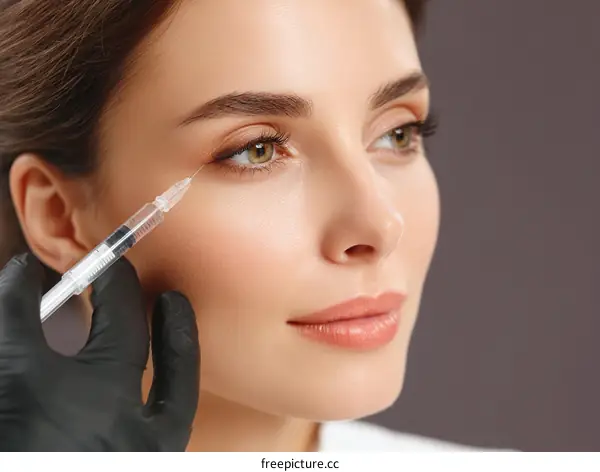 Facial Aesthetics Procedure with Injection Close-up
