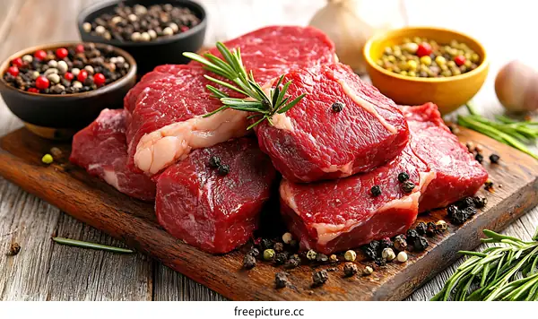 Fresh Raw Beef Steaks Ready for Cooking