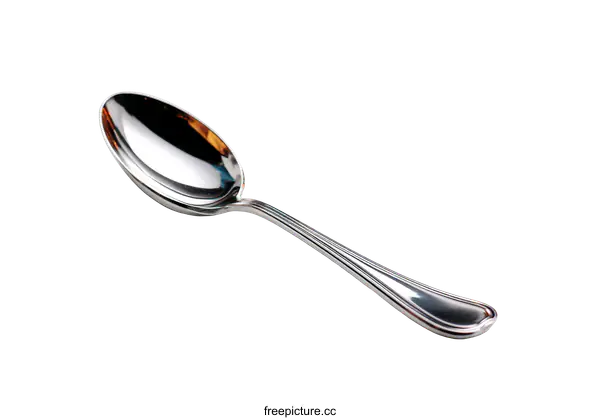 [Transparent Background PNG]Elegant Silver Spoon on a White Background
