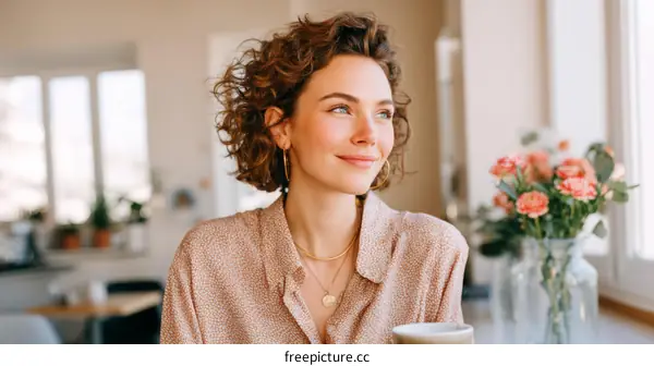 Woman enjoying a coffee in a cafe