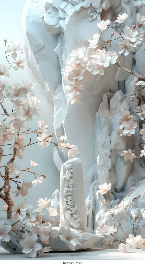 Sakura Blossoms And Bas-Relief