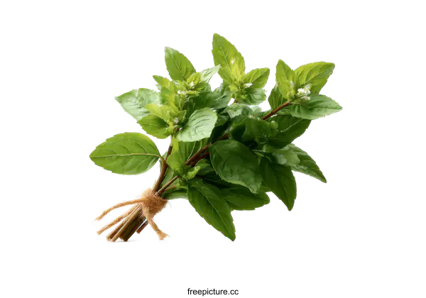 [Transparent Background PNG]Fresh Bunch of Mint Herbs