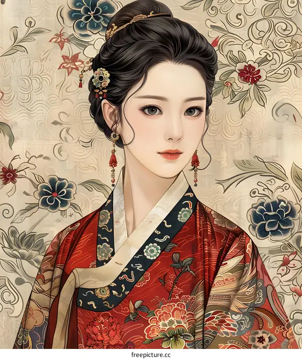 Portrait of a young woman in traditional Chinese clothing