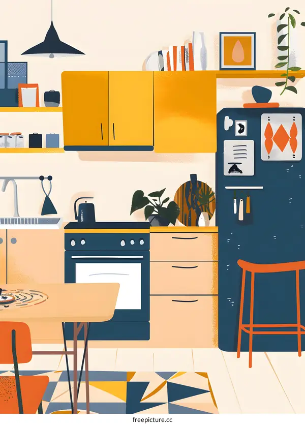 Modern Kitchen Interior Design With Yellow Cabinets