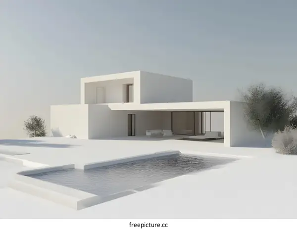 Modern White House with Pool and Patio