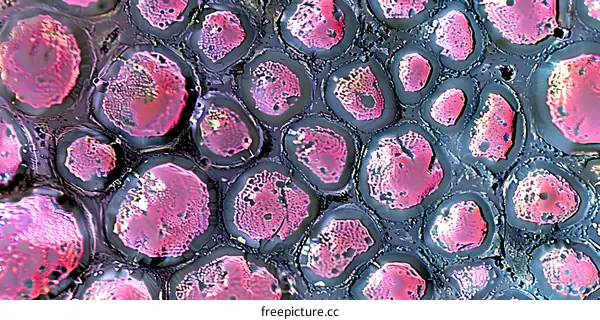 Microscopic Image of Pink Cells