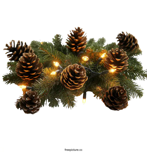 [Transparent Background PNG]Christmas Pinecones and Lights Festive Decoration