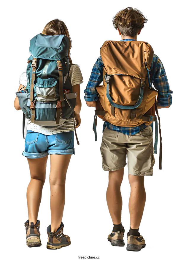 [Transparent Background PNG]Ready for Adventure Hiking Couple