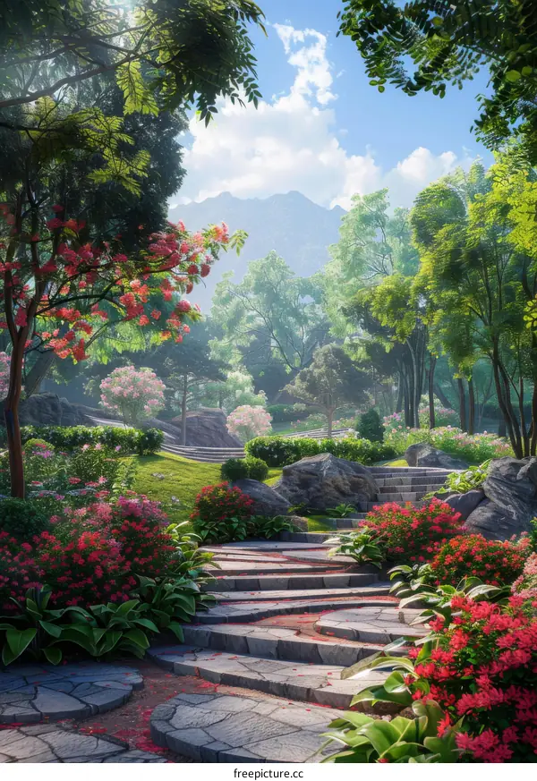 Stone Path in Fantasy Forest