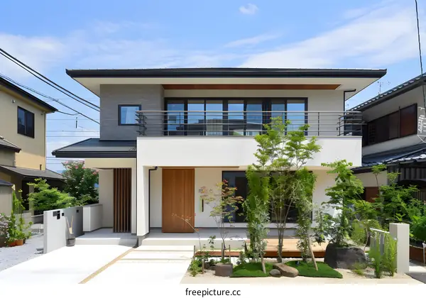 Modern Japanese House with Balconies