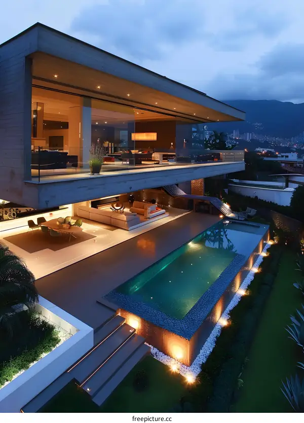 Modern Luxury Home with Swimming Pool and Backyard