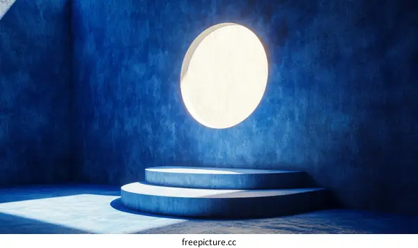 Modern Abstract Blue Concrete Podium Display