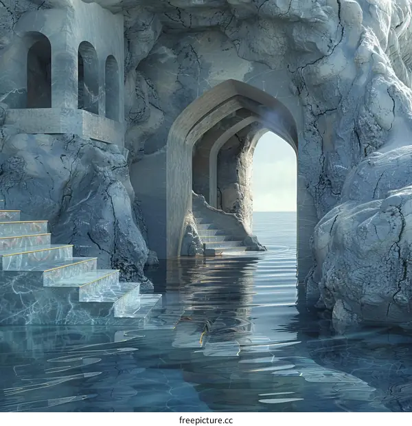 Mystical Marble Palace with Stairway to the Sea