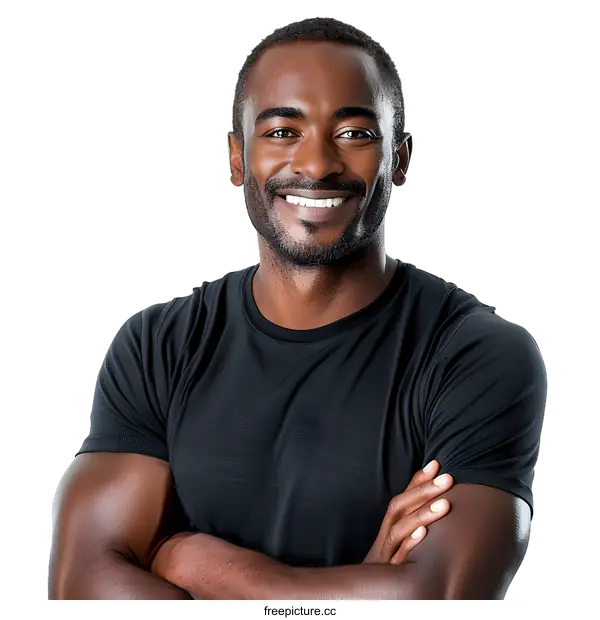 [Transparent Background PNG]portrait of a smiling african american man