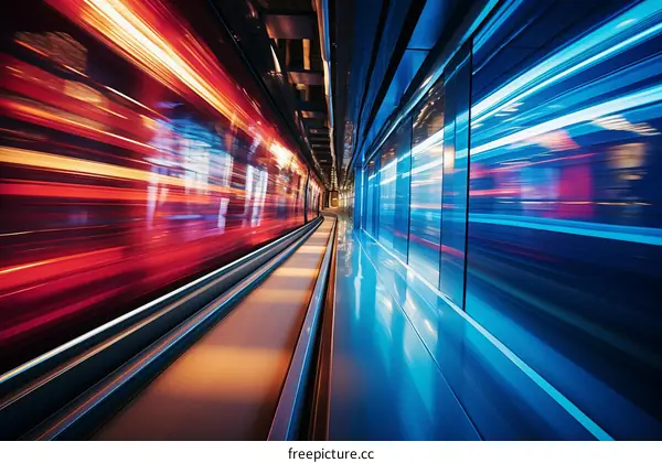 Futuristic transportation concept with colorful lights