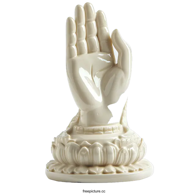 [Transparent Background PNG]Ceramic Hand Sculpture on White Background