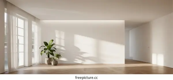 Bright and spacious modern interior with natural light and plants