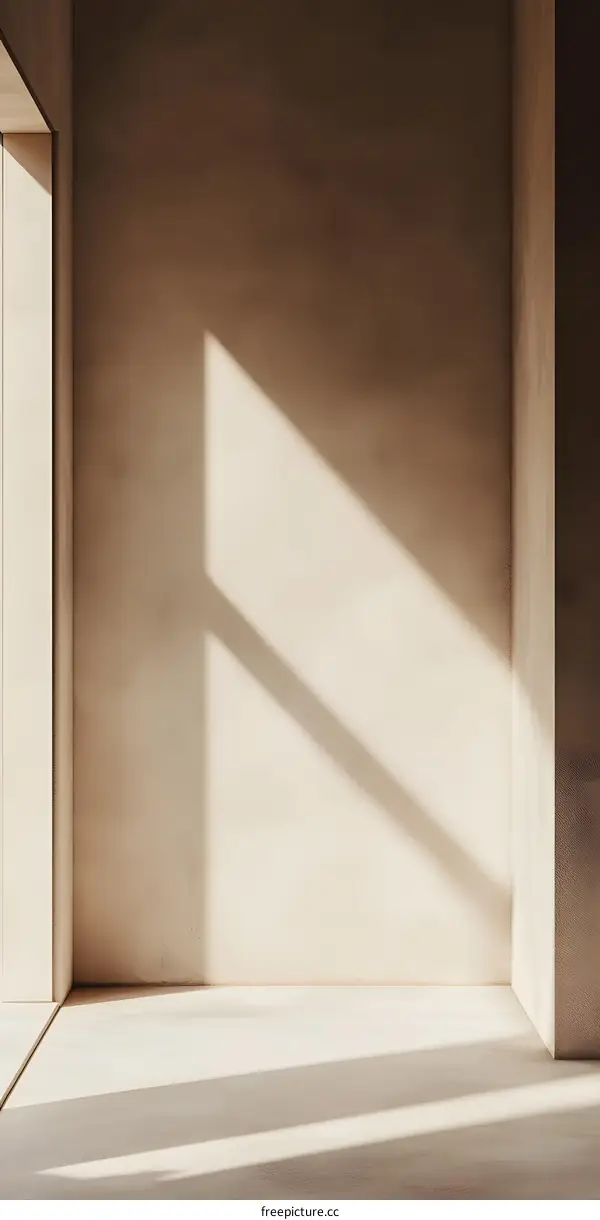 Minimalist Interior Design With Beige Walls and Sunbeams