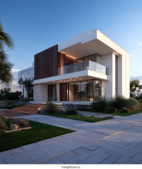 Modern Home with Wooden Accents and a Spacious Yard