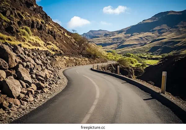 Curving Road Through A Mountain Pass