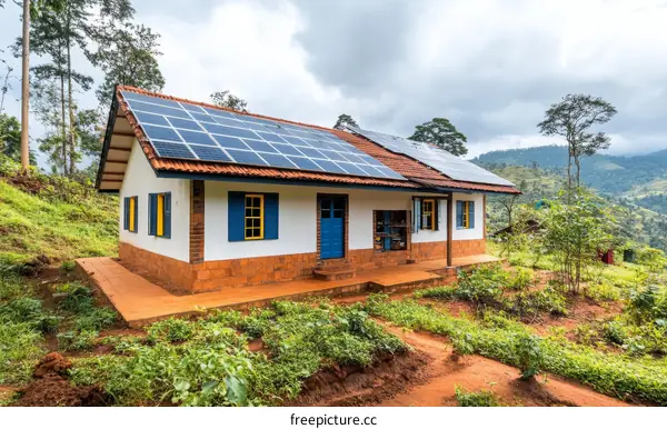 Sustainable Solar-Powered House in Rural Landscape