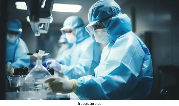 Scientists wearing PPE working in a lab