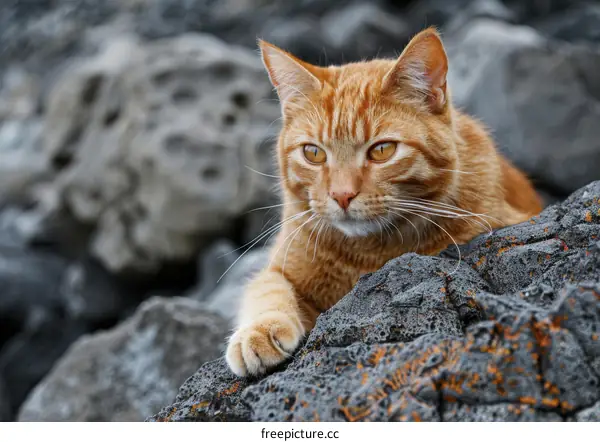 Orange Cat on a Rock
